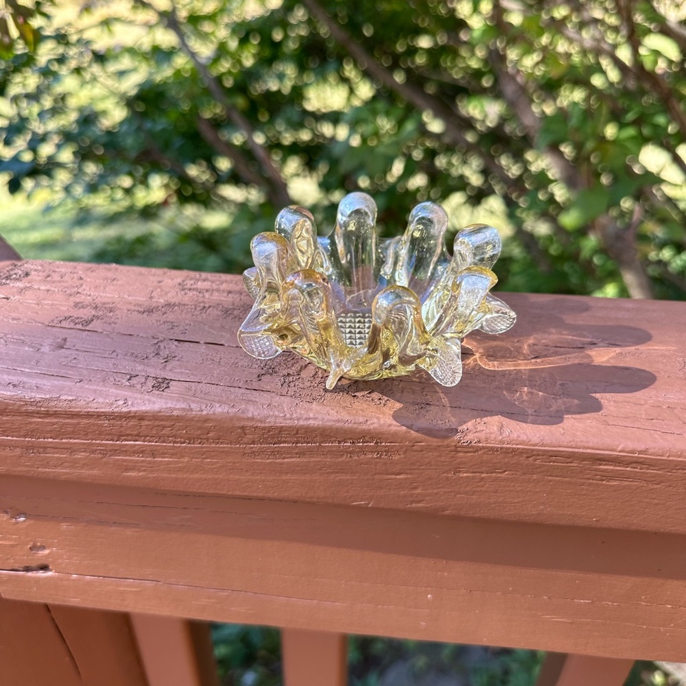 Vtg Murano Amber Stretch Glass Dish